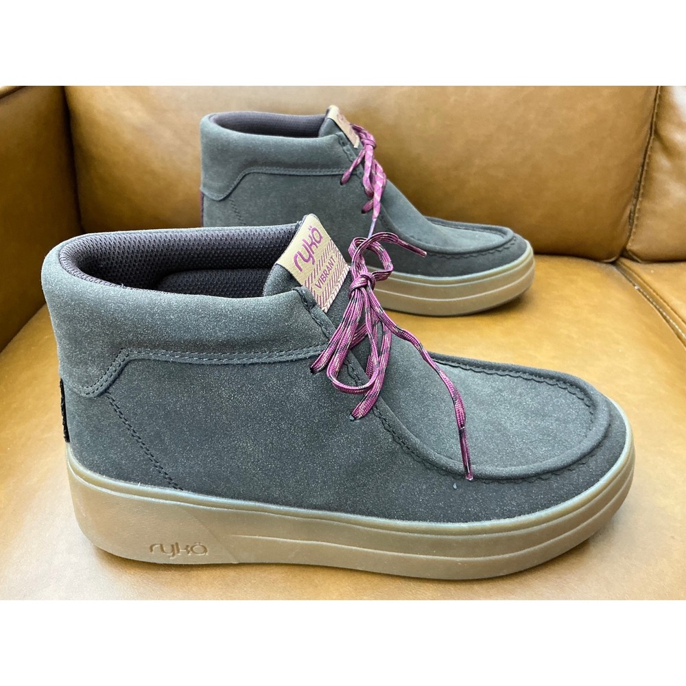 Ryka Vibrant Washable Booties Womens 8 Brown Lace-Up Platform Moc Toe